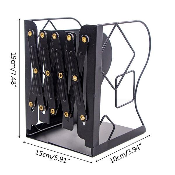 Imagem de Suporte de livro retrátil Telescópico Metal Bookend Shelf Bookrack Organizador 