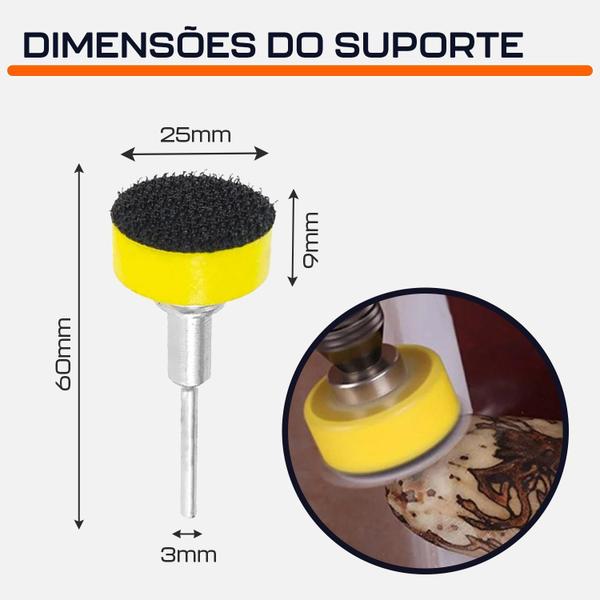 Imagem de Suporte De Lixa 25Mm Base Aderente Haste 3Mm Micro Retíficas