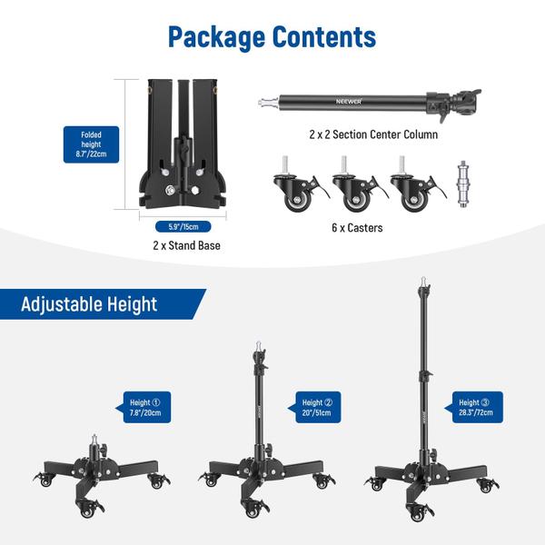 Imagem de Suporte de Luz Neewer ST72 Heavy Duty com Rodas (70-180cm)