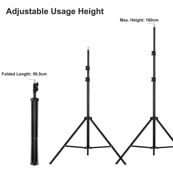 Imagem de Suporte de luz para tripé Namolit de metal ajustável de 1,6 m com parafuso de 1/4 de polegada