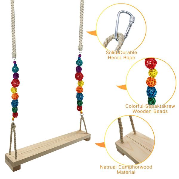 Imagem de Suporte de madeira Chicken Swing Sufford para galinhas e pássaros