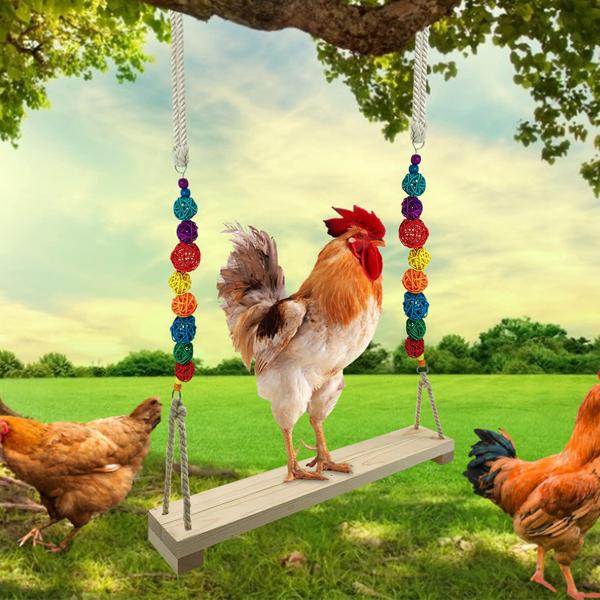 Imagem de Suporte de madeira Chicken Swing Sufford para galinhas e pássaros