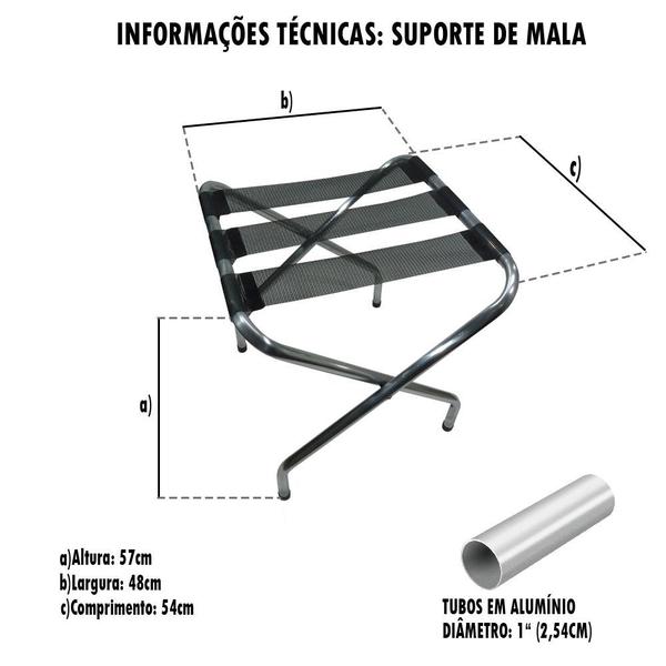 Imagem de Suporte de Mala Preto Alumínio Reforçado 100 KG