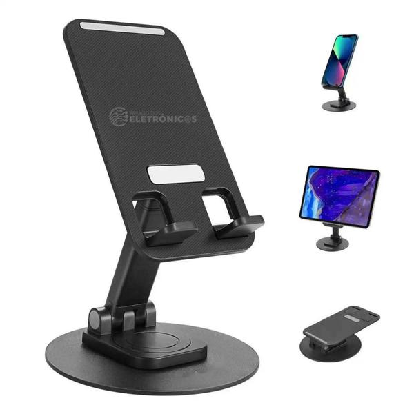 Imagem de Suporte de Mesa Ajustável Universal  Base de Metal para Celular e Tablets - Rotação  360 LEY2177