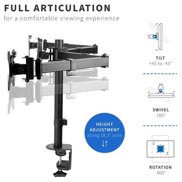 Imagem de Suporte de mesa com três monitores VIVO STAND-V003Y para telas de 24"