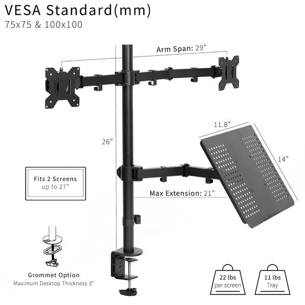 Imagem de Suporte de mesa e suporte para laptop para monitores de 13-27" VIVO