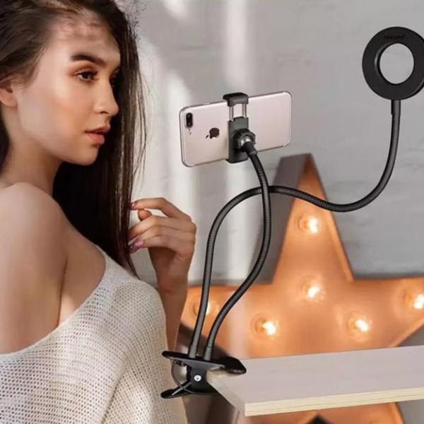 Imagem de Suporte De Mesa  Para Celular  Ring Light E Self  Luminaria Luz  Maquilhagem