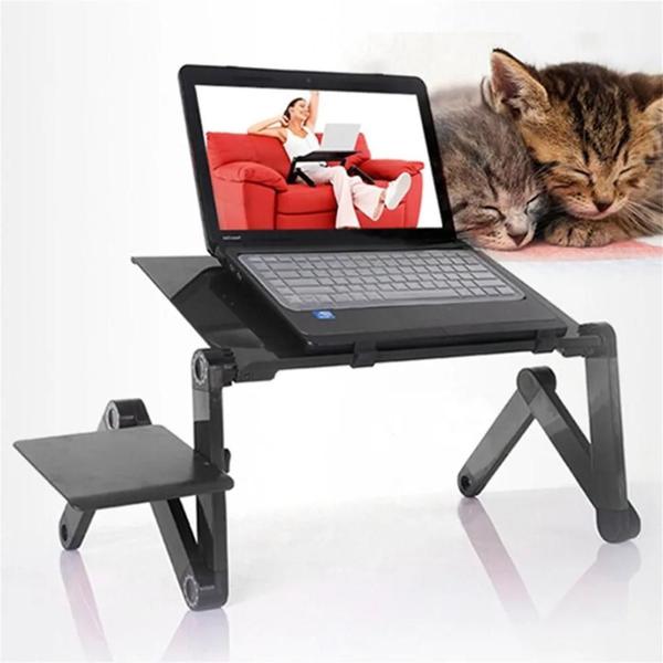 Imagem de Suporte de mesa para laptop com mouse pad e design ergonômico ajustável, suporte dobrável para notebook, ultrabook, netb