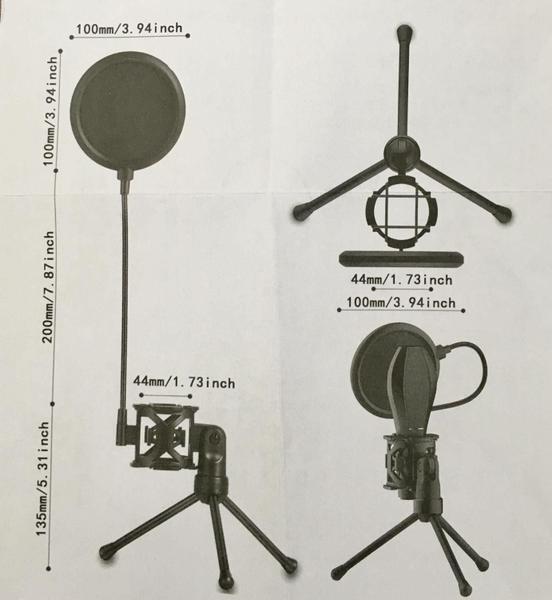 Imagem de Suporte De Mesa Para Microfone +pop Filter Filtro Dobrável