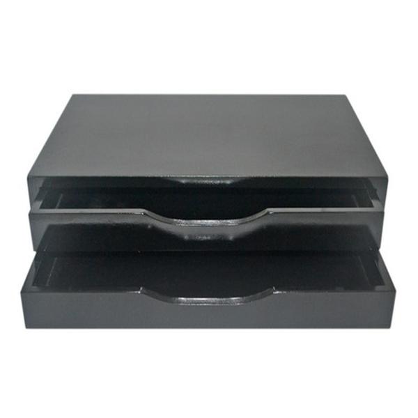 Imagem de Suporte De Mesa Para Monitor 2 Gavetas Mdf Preto Souza