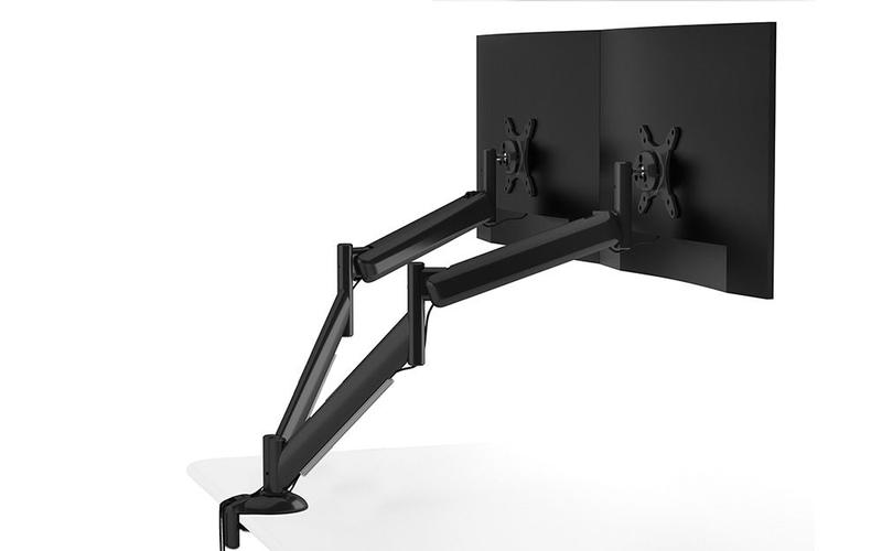 Imagem de Suporte De Mesa Para Monitor Até 24" Articulado Duplo Com Regulagem Contínua De Altura Octoo CLIPWAY-M2 (Preto)