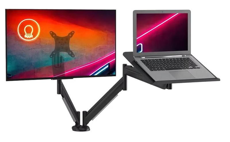 Imagem de Suporte De Mesa Para Monitor Até 26" E Notebook Até 16" Articulado Octoo CLIPWAY-N1 (Prateado)