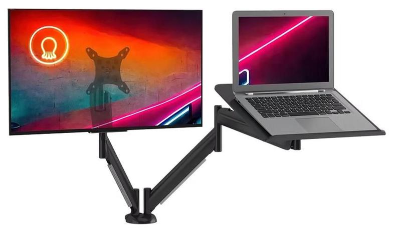 Imagem de Suporte De Mesa Para Monitor Até 26" E Notebook Até 16" Articulado Octoo CLIPWAY-N1 (Titanium)