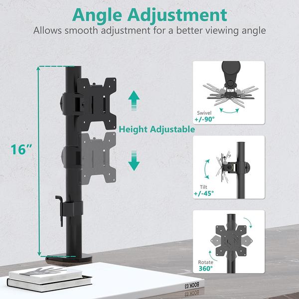 Imagem de Suporte de mesa único WALI M001S Monitor Mount 27 polegadas 10 kg preto