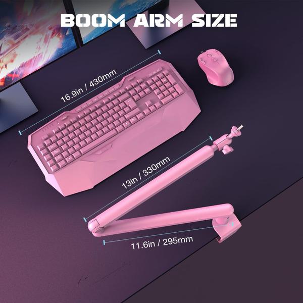 Imagem de Suporte de microfone Boom Arm FIFINE Low Profile Rosa-BM88P para microfone