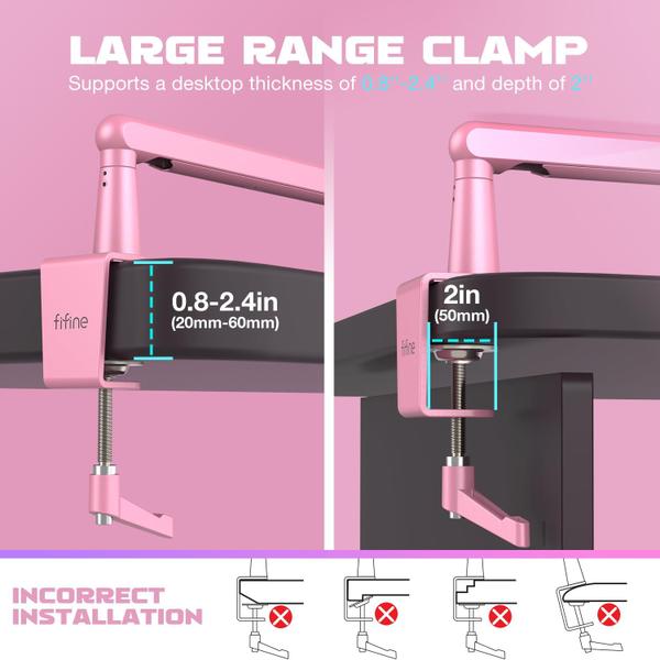 Imagem de Suporte de microfone Boom Arm FIFINE Low Profile Rosa-BM88P para microfone