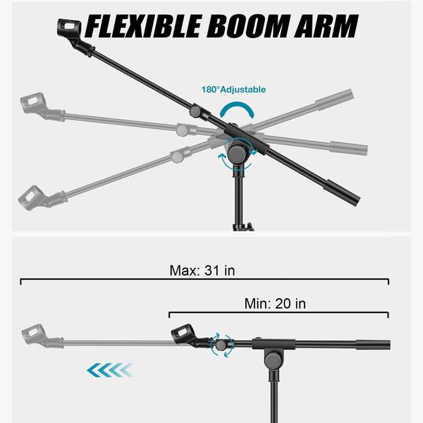 Imagem de Suporte de microfone GLEAM Tripod Boom Arm com bolsa de transporte