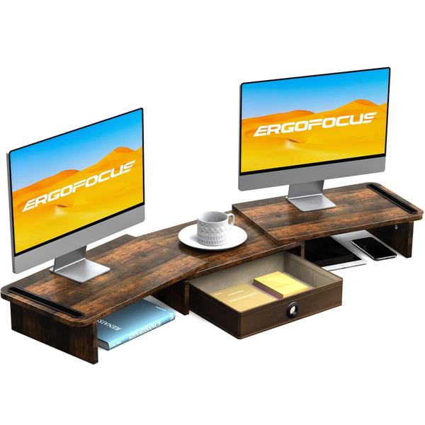 Imagem de Suporte de monitor duplo ErgoFocus com gaveta ajustável