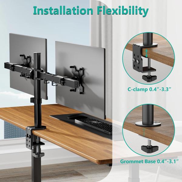 Imagem de Suporte de monitor duplo WALI M002-32 para 2 monitores de até 32