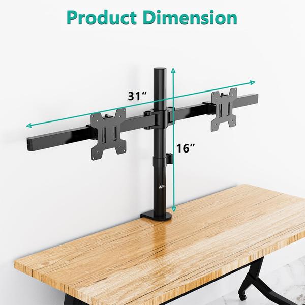 Imagem de Suporte de monitor duplo WALI M002-32 para 2 monitores de até 32