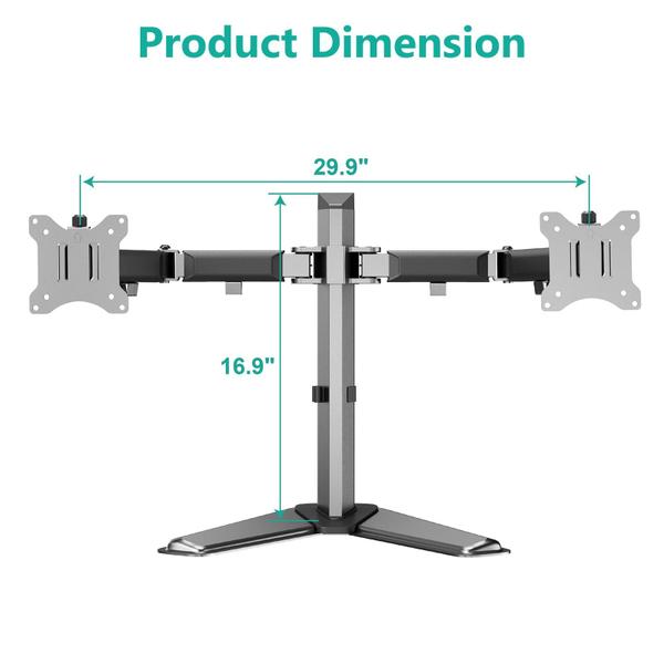 Imagem de Suporte de monitor duplo WALI MF002N para 2 monitores de até 32"