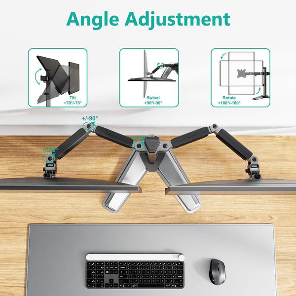 Imagem de Suporte de monitor duplo WALI MF002N para 2 monitores de até 32"