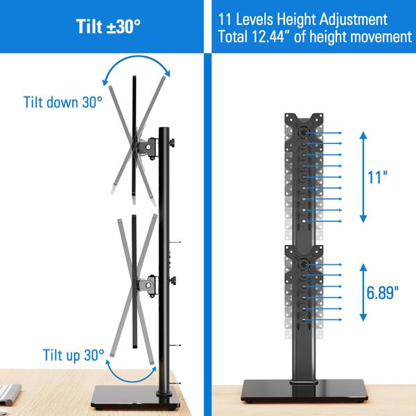 Imagem de Suporte de monitor MOUNTUP Vertical Dual 13-32" 8 kg VESA 100x100mm