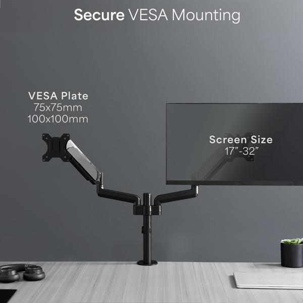 Imagem de Suporte de monitor VIVO STAND-V002K duplo pneumático 43-81 cm preto