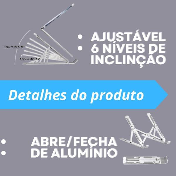 Imagem de Suporte De Notebook Articulado Aluminio Dobrável Ergonomico