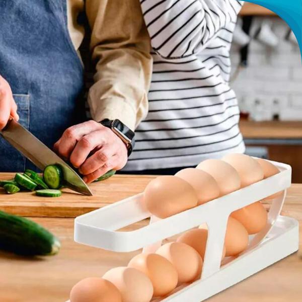 Suporte de Ovos Rolantes Para Geladeira Armazenamento Eficiente Ideal Para Cozinha Organizada - ATENA Imagem de Suporte de Ovos Rolantes Para Geladeira Armazenamento Eficiente Ideal Para Cozinha Organizada