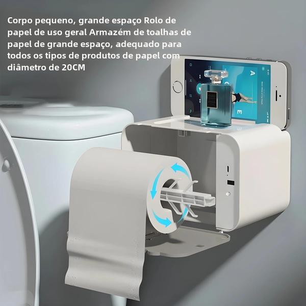 Imagem de Suporte de Papel Higiênico com Indução Automática - Prateleira para Banheiro