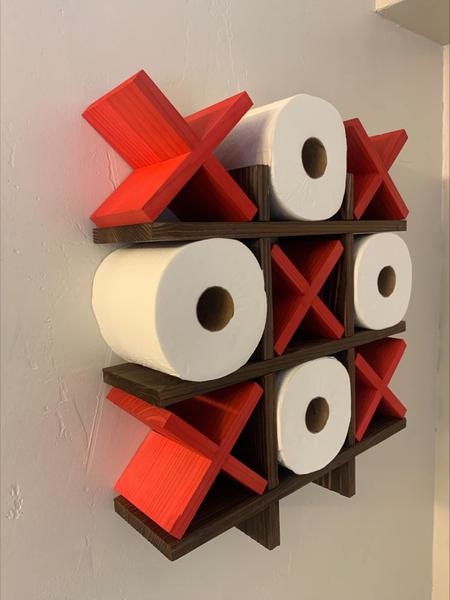 Imagem de Suporte de papel higiênico Tic Tac Toe  Decoração do banheiro da fazenda