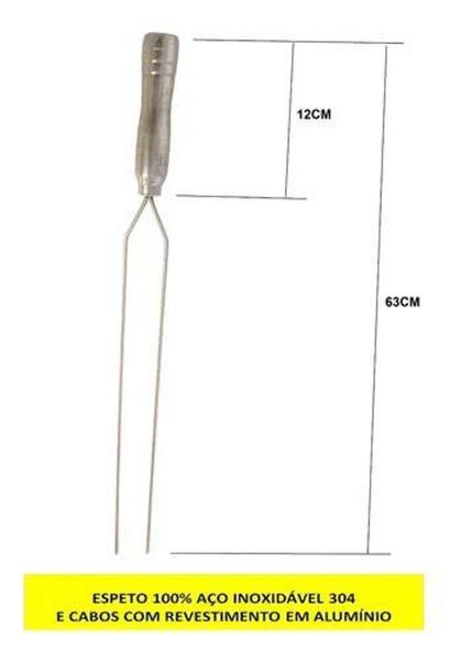 Imagem de Suporte de Parede + 6 Espetos Para Churrasco + 1 Espalha Brasa Aço Inox  Cabos em Alumínio Pantheon