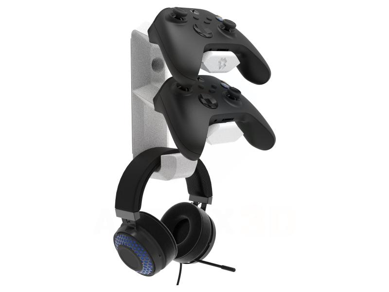 Imagem de Suporte de Parede Compatível Com HeadSet e 2 Controles do Xbox ou PlayStation - ARTBOX3D