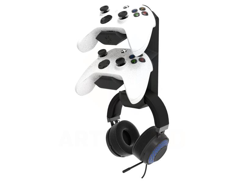 Imagem de Suporte de Parede Compatível Com HeadSet e 2 Controles do Xbox ou PlayStation - ARTBOX3D