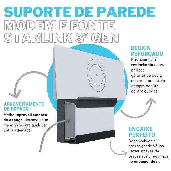 Imagem de Suporte de Parede Compatível com Modem Roteador Wi-Fi e Fonte Starlink 3ª Geração