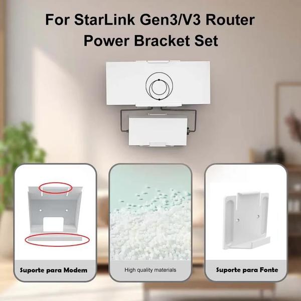 Imagem de Suporte de Parede Compatível com Modem Roteador Wi-Fi e Fonte Starlink 3ª Geração