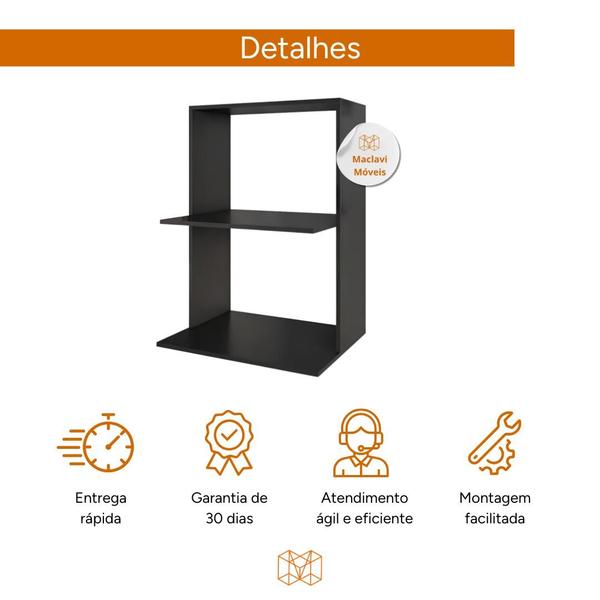 Imagem de Suporte de Parede de MDF e Madeira para Microondas e Forno Nicho na cor preta