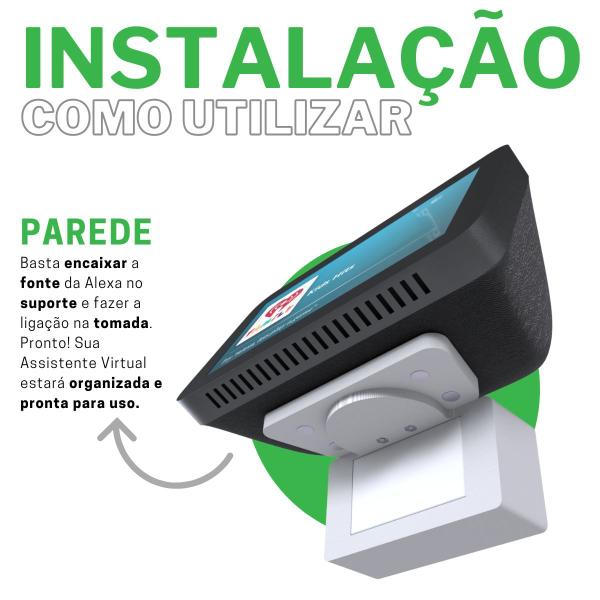 Suporte de Parede e Tomada Compatível Alexa Echo Show 5 Novo