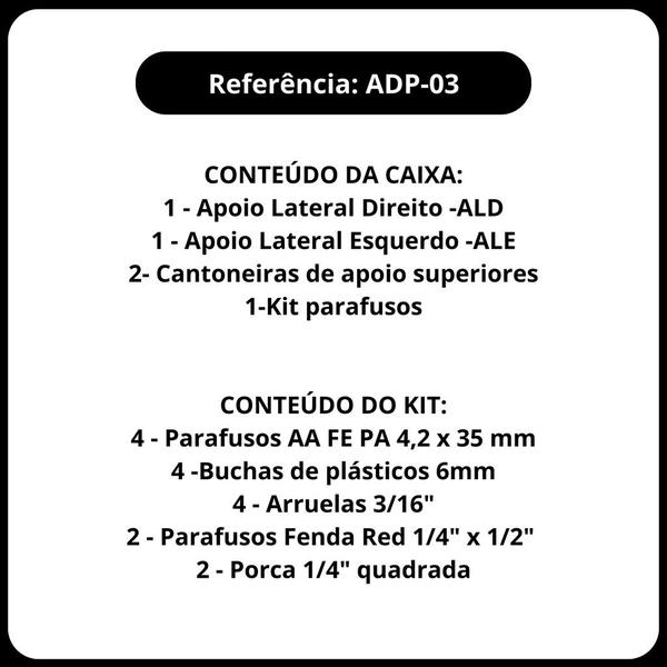 Imagem de Suporte de parede fixo para dvd, receptores, dvr, com apoio lateral e haste de fixação aritculado de 25 a 95mm de altura