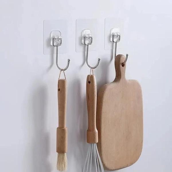 Suporte de Parede Multiuso em Aço Inoxidável com Adesivo PVC - Organizador de Porta Imagem de Suporte de Parede Multiuso em Aço Inoxidável com Adesivo PVC - Organizador de Porta