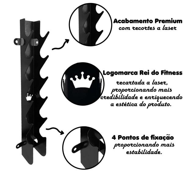 Imagem de Suporte De Parede Para 06 Barras Academia Cross Convencionais e olímpicas