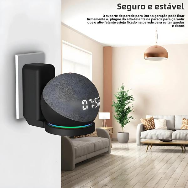 Imagem de Suporte de Parede para Echo Dot 4ª e 5ª Geração - Com Case para Cabo