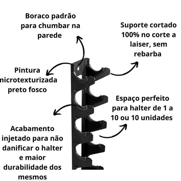 Imagem de Suporte De Parede Para Halter Anatômico De Academia Halteres