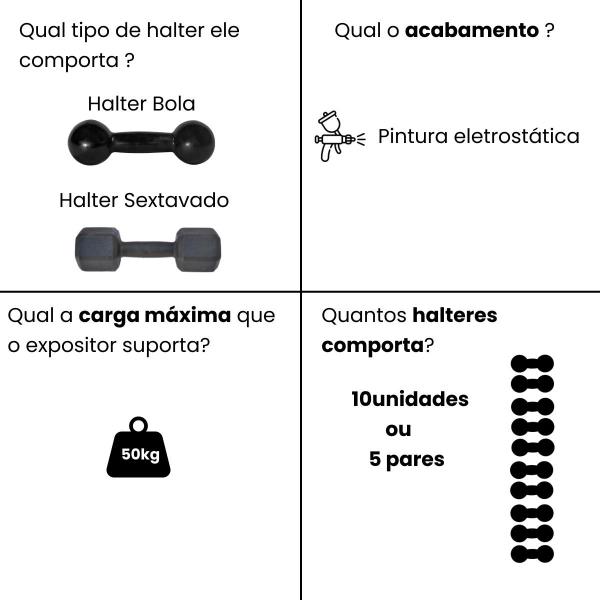 Imagem de Suporte De Parede Para Halter Anatômico De Academia Halteres