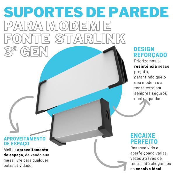 Imagem de Suporte de Parede para Modem Roteador Internet Wi-Fi Starlink e Suporte de Parede para Fonte Starlink 3ª Geração