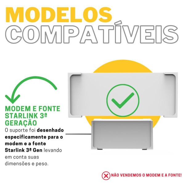 Imagem de Suporte de Parede para Modem Roteador Internet Wi-Fi Starlink e Suporte de Parede para Fonte Starlink 3ª Geração