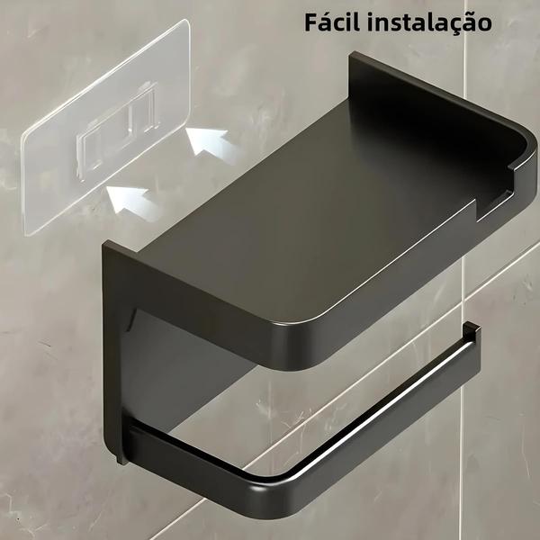 Imagem de Suporte de Parede para Papel Higiênico - Sem Perfuração - Fácil Instalação