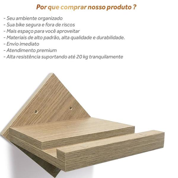 Imagem de Suporte De Parede Para Pendurar Bike Bicicleta Madeira Mdf - Jade