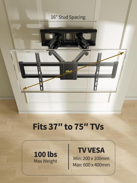 Imagem de Suporte de parede para TV AM alphamount Full Motion 37-75" 45kg